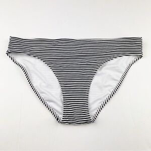 Aerie Printed Stripes Full Coverage Bikini Bottom Black White Size M NWT